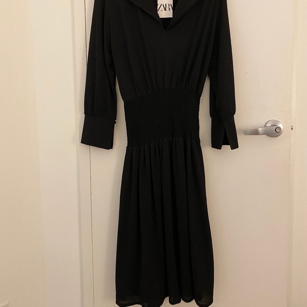 NWT black Zara midi dress size sm
